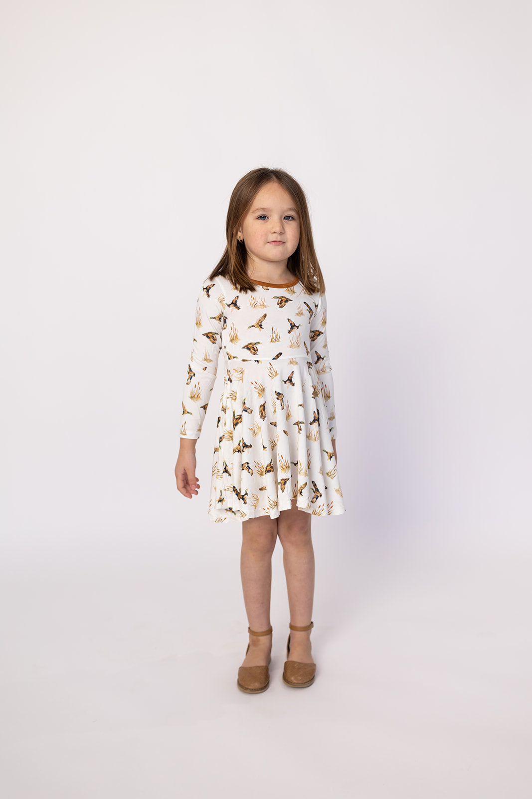 Ducks Bamboo Long Sleeve Twirl Dress