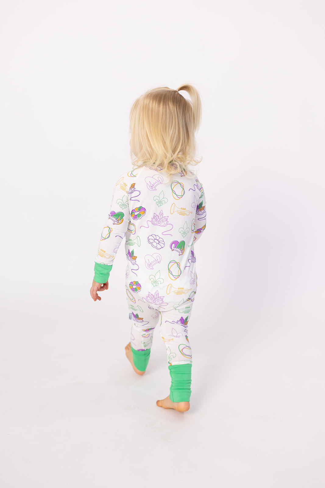 Mardi Gras White Double Zipper Bamboo Sleeper