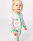 Mardi Gras White Double Zipper Bamboo Sleeper