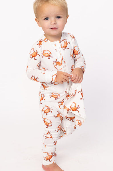 Zipper Baby Pajamas | Super Soft Viscose Bamboo | Orange Crab