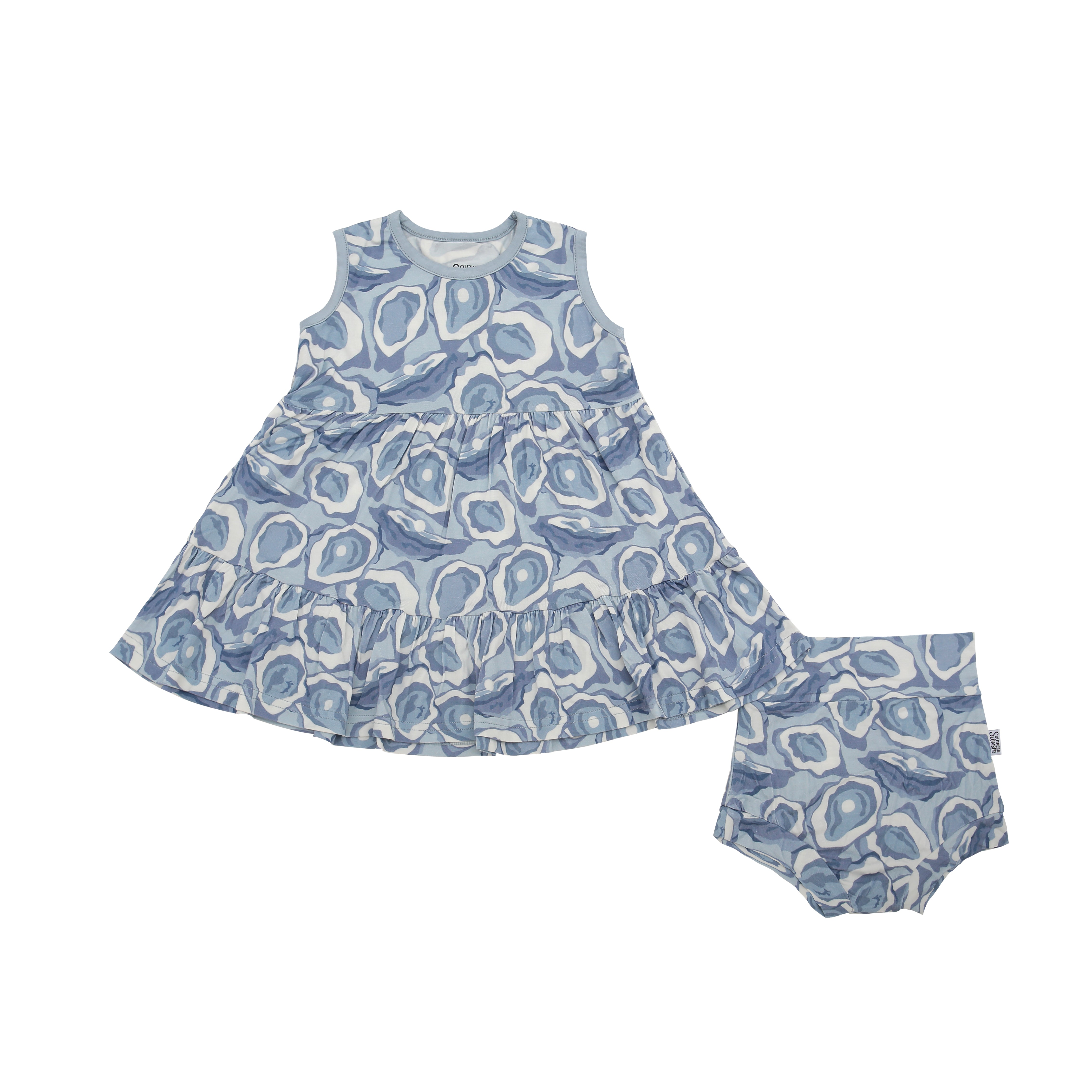 Blue Oyster Bamboo Tiered Twirl Dress - with Pockets