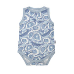 Load image into Gallery viewer, Blue Oyster Bamboo Henley Onesie with Snaps
