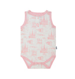 Load image into Gallery viewer, Pink Toile Bamboo Henley Onesie with Snaps
