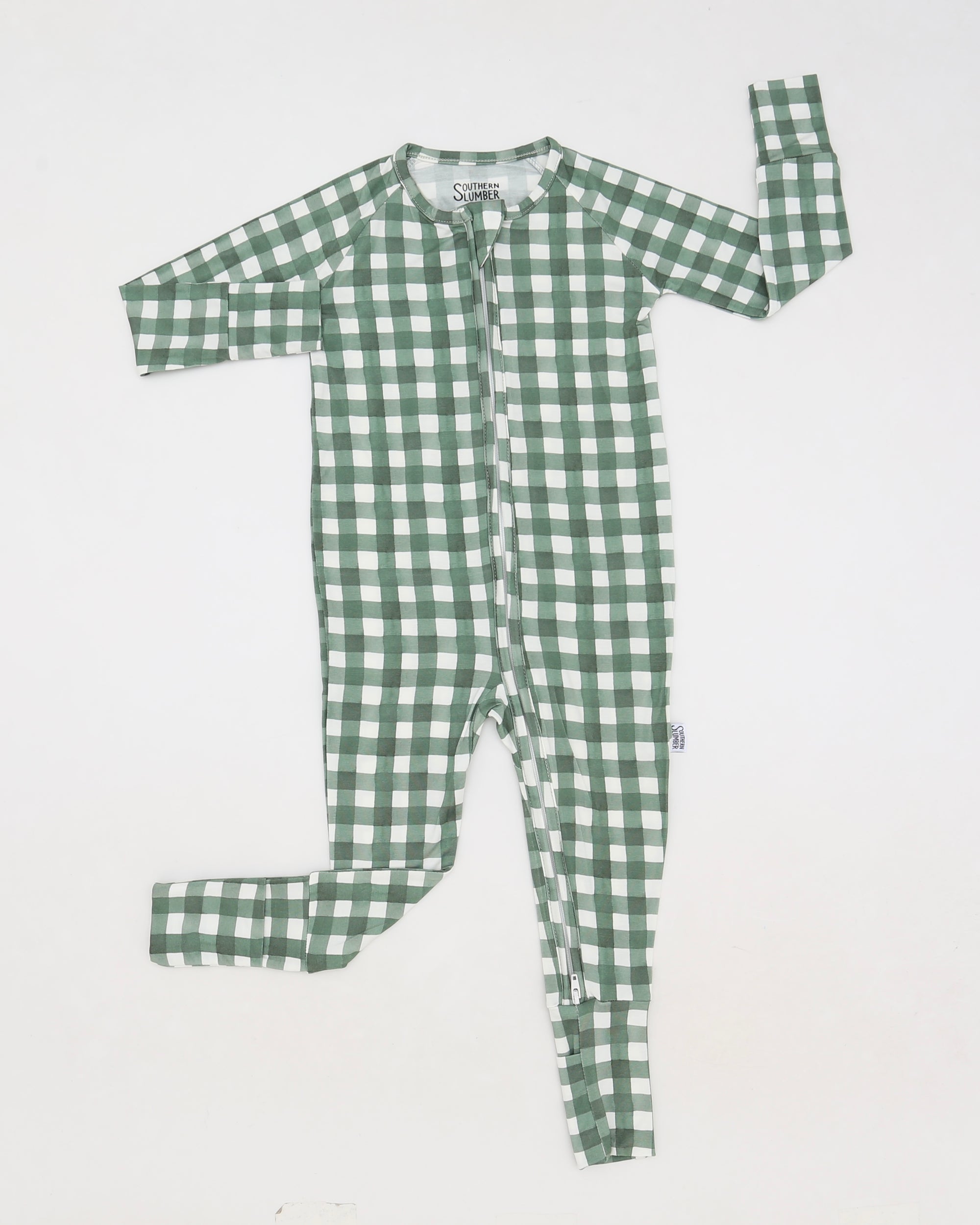 Green Gingham Double Zipper Bamboo Sleeper