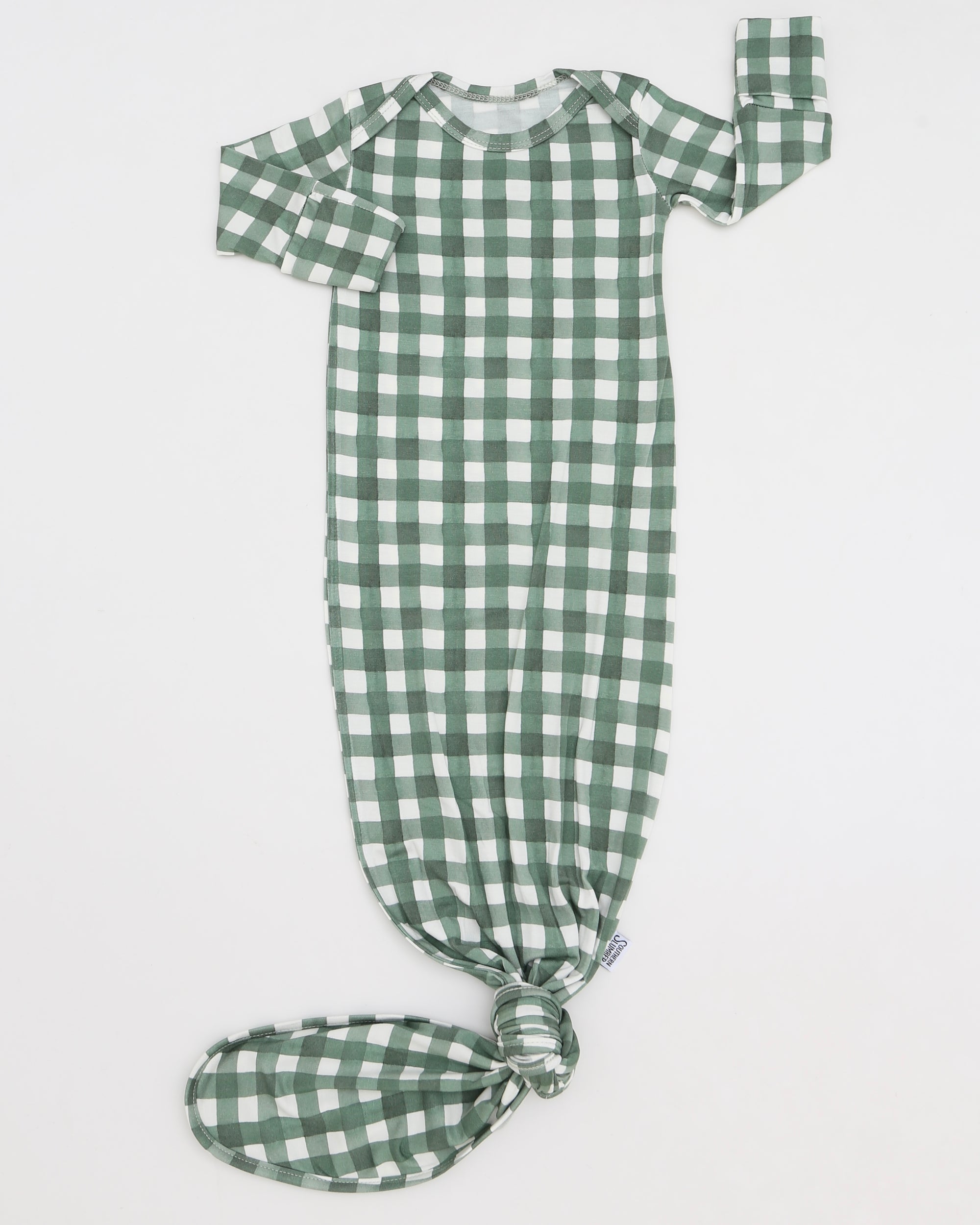 Green Gingham Bamboo Knotted Gown