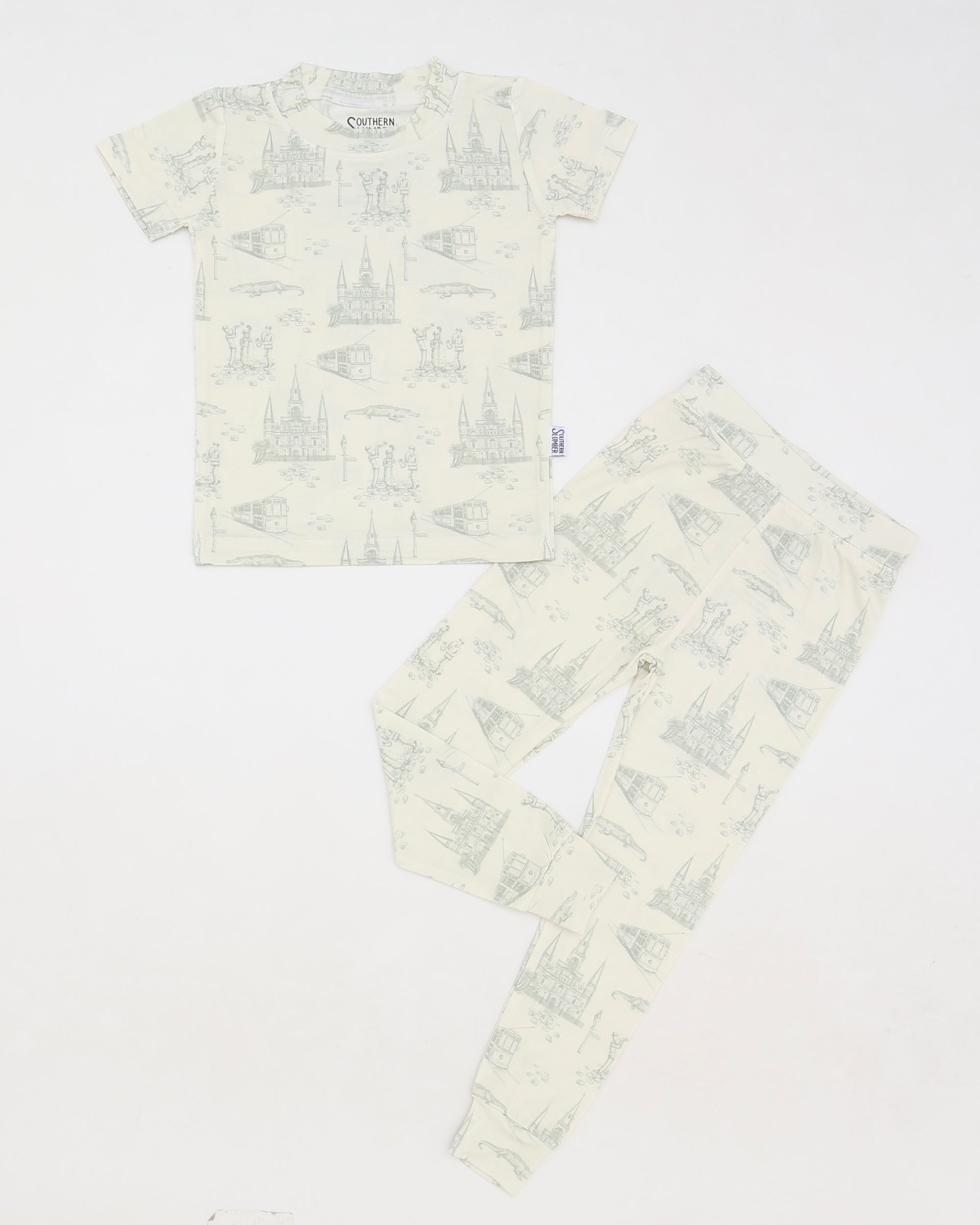 Sage Toile 2 Piece Bamboo Pajama Set