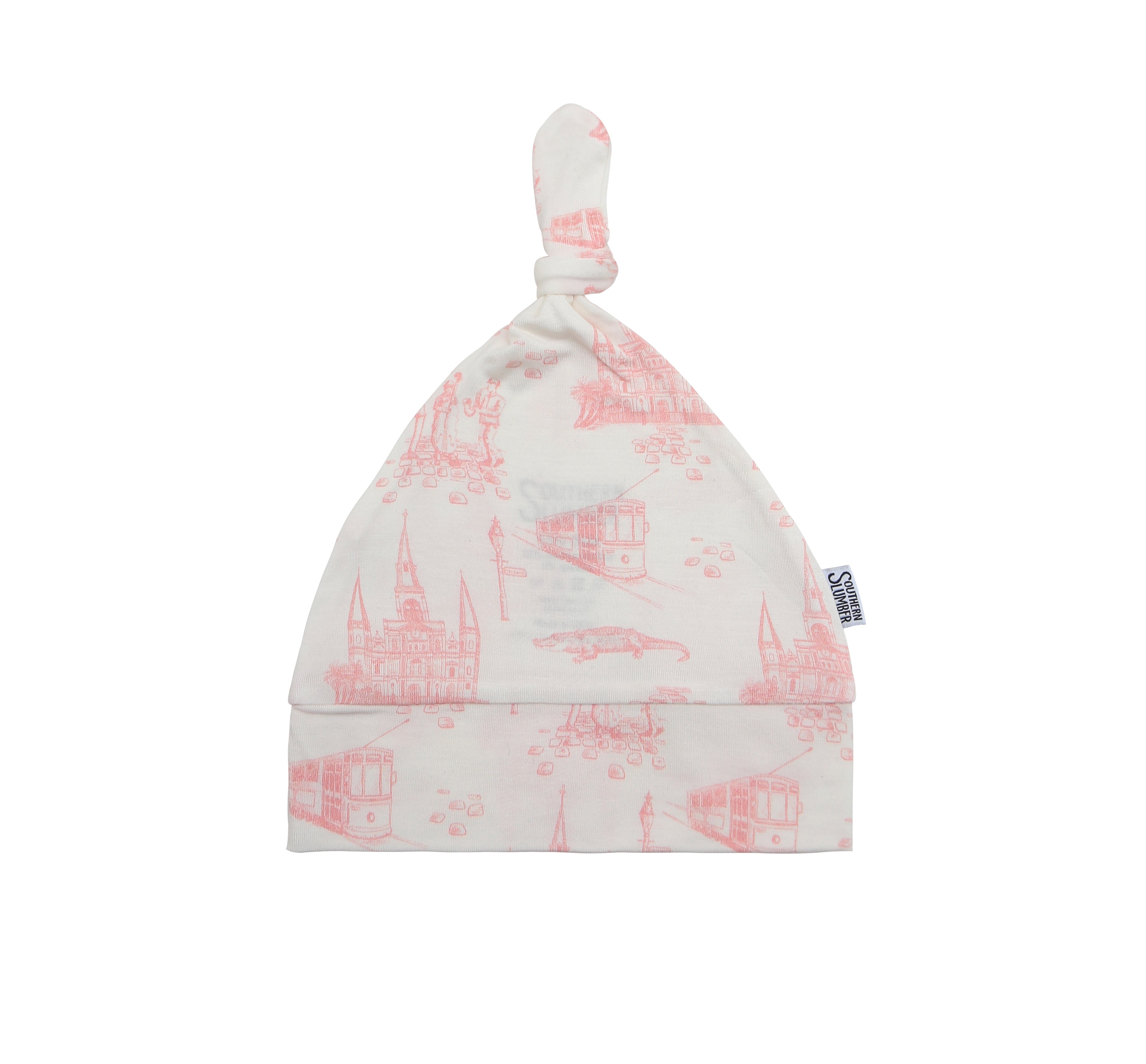 Pink Toile Bamboo Knotted Hat