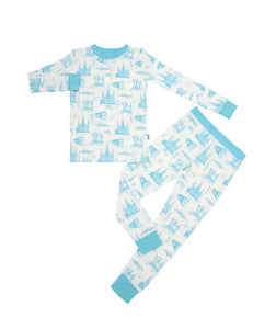 Blue Toile 2 Piece Bamboo Pajama Set