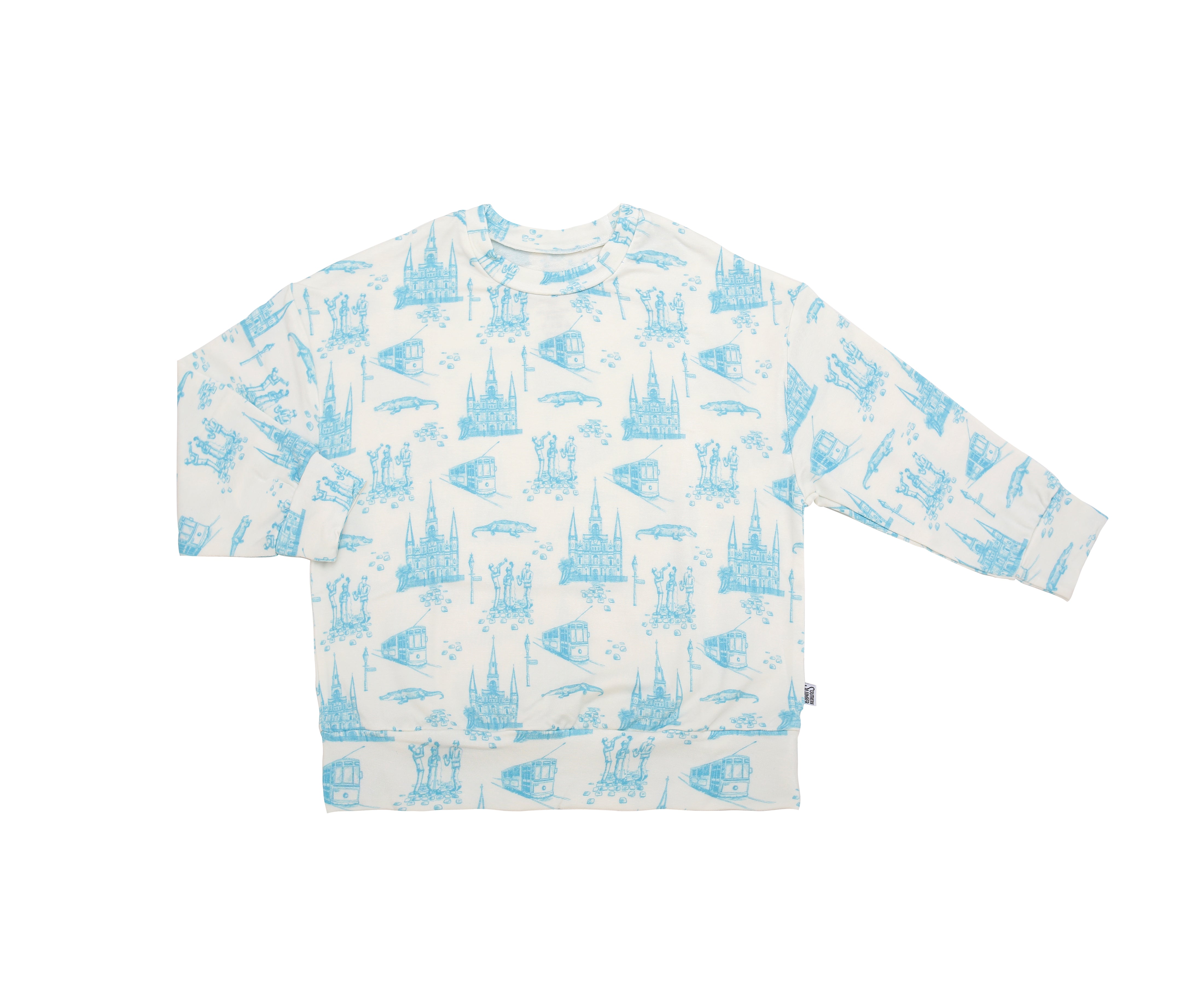 Blue Toile Bamboo Sweatshirt