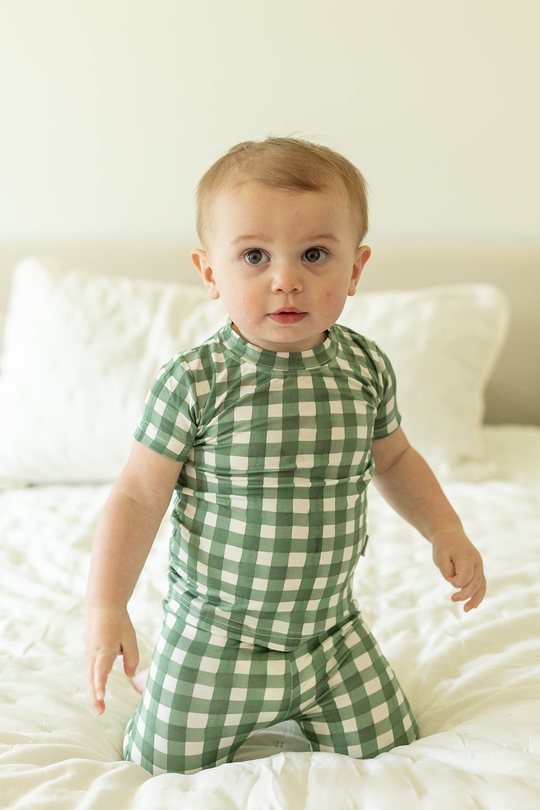 Green Gingham 2 Piece Bamboo Pajama Set