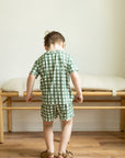 Green Gingham Bamboo Varsity Short Set - T-shirt & Shorts