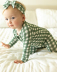 Green Gingham Double Zipper Bamboo Sleeper