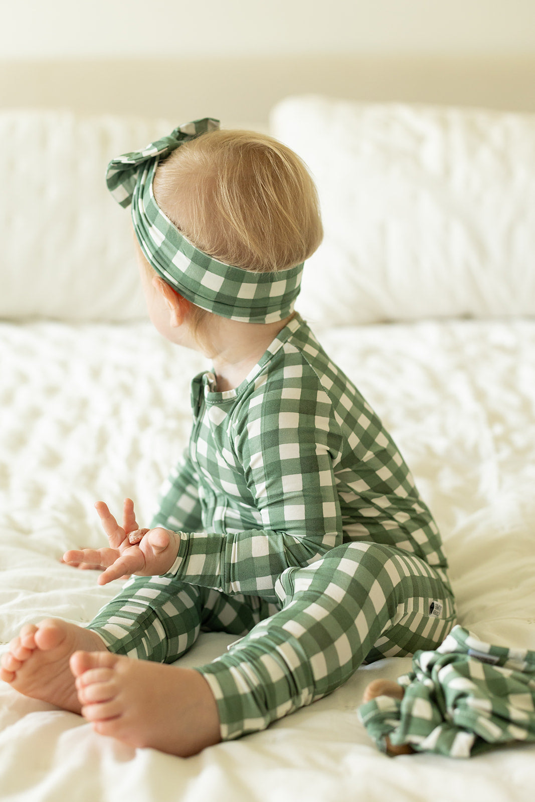 Green Gingham Double Zipper Bamboo Sleeper
