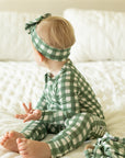 Green Gingham Double Zipper Bamboo Sleeper