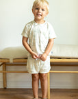 Sage Toile Bamboo Varsity Short Set - T-shirt & Shorts