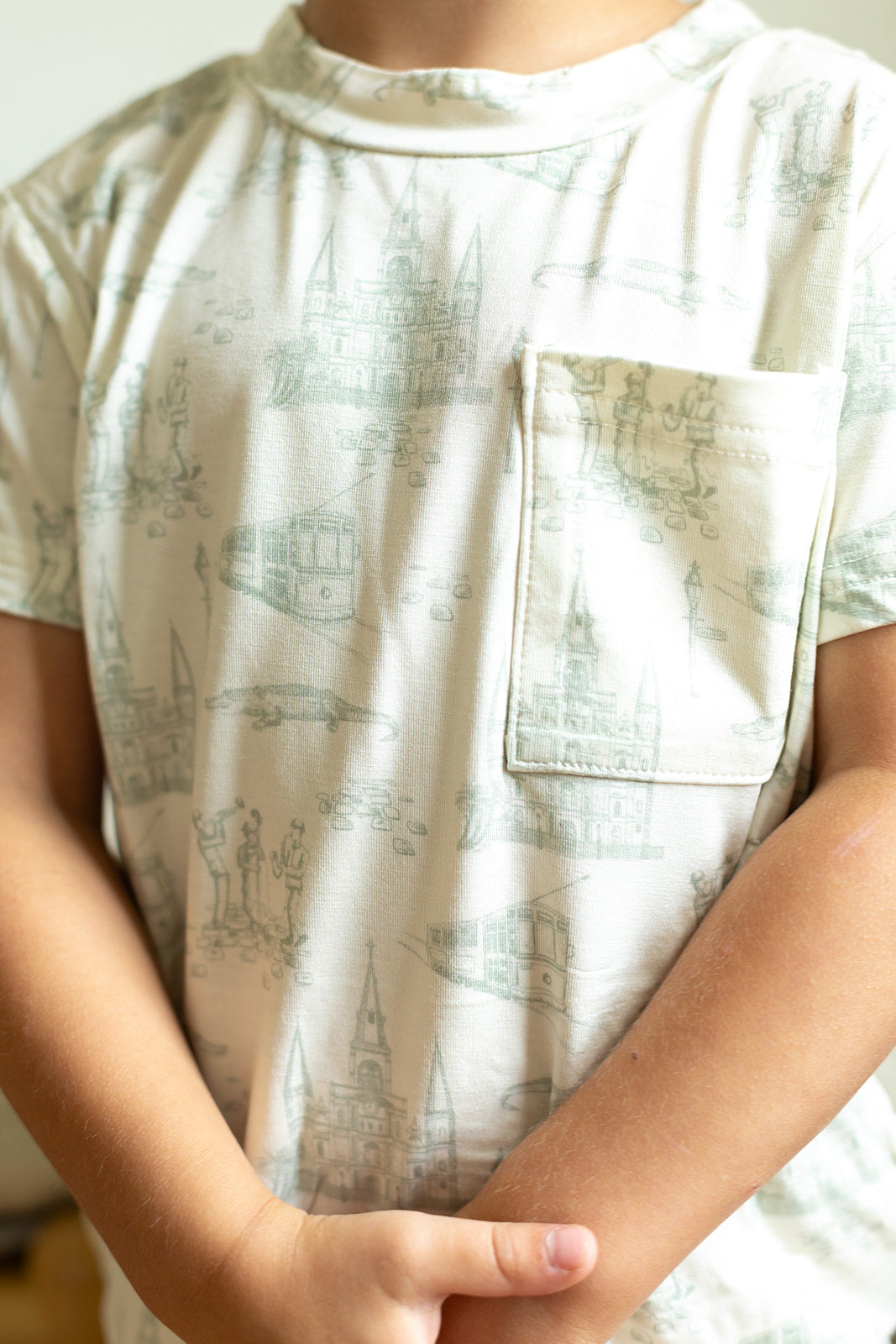 Sage Toile Bamboo Varsity Short Set - T-shirt &amp; Shorts
