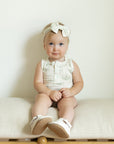 Sage Toile Bamboo Henley Onesie with Snaps