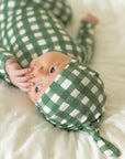 Green Gingham Bamboo Knotted Hat