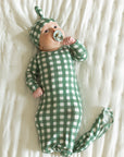 Green Gingham Bamboo Knotted Gown