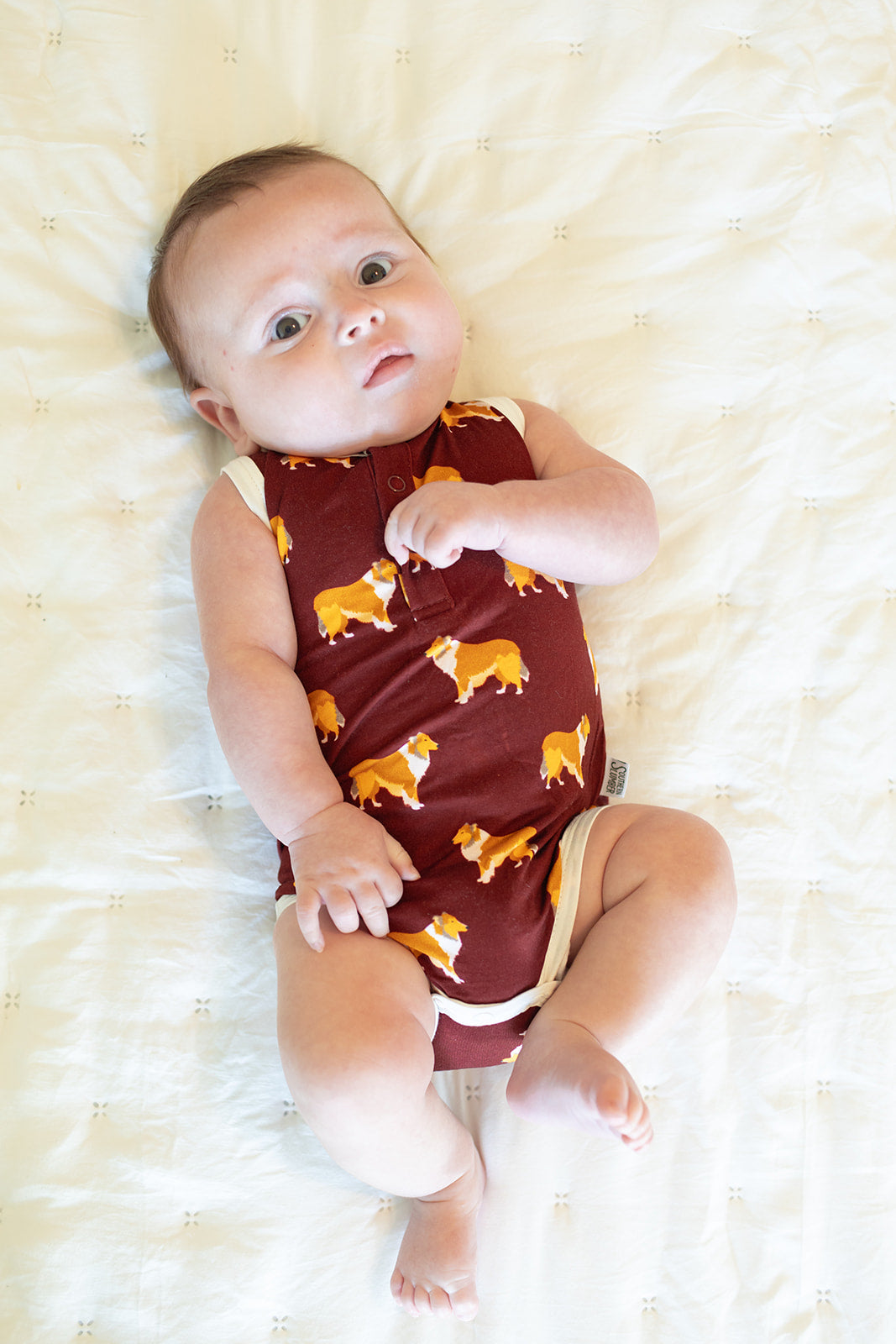 Collie Bamboo Henley Onesie with Snaps