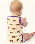 Purple Tiger Bamboo Henley Onesie with Snaps