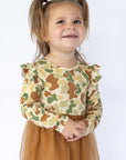 Camo Tulle Bamboo Long Sleeve Twirl Dress