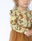 Camo Tulle Bamboo Long Sleeve Twirl Dress