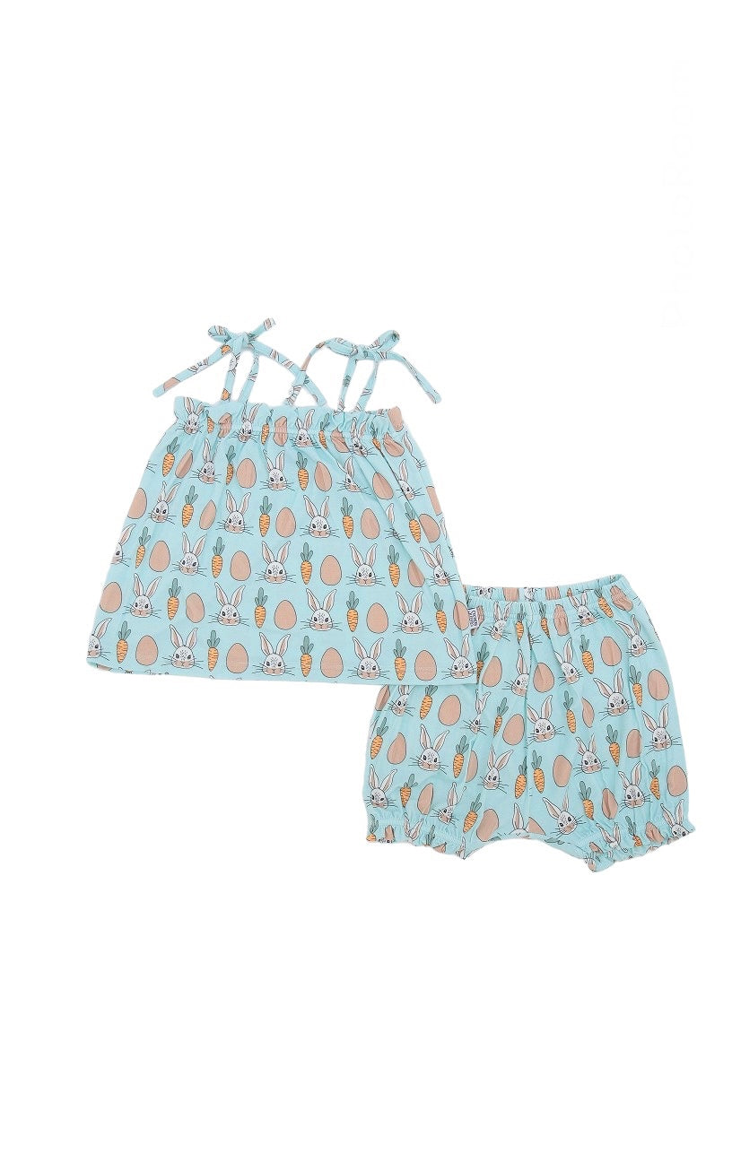 Blue Bunny Bamboo Spaghetti Strap Set - Adjustable Straps