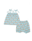 Blue Bunny Bamboo Spaghetti Strap Set - Adjustable Straps