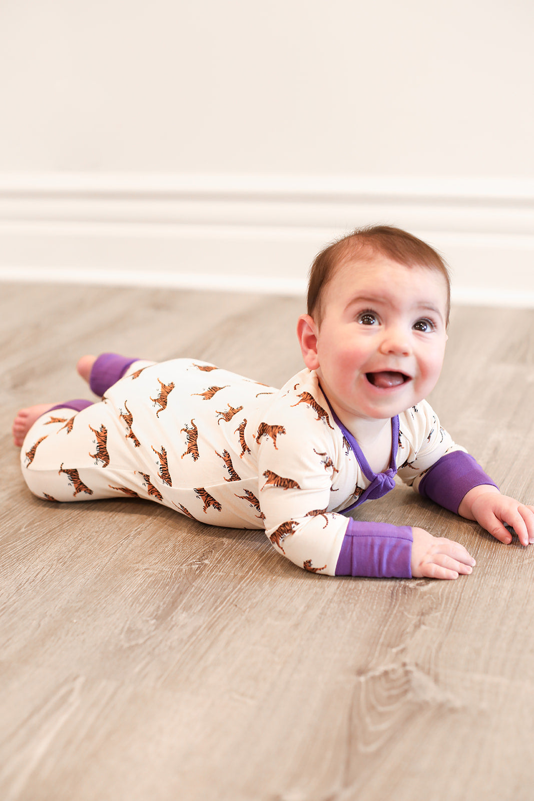 Zipper Baby Pajamas Super Soft Viscose Bamboo Tiger Print