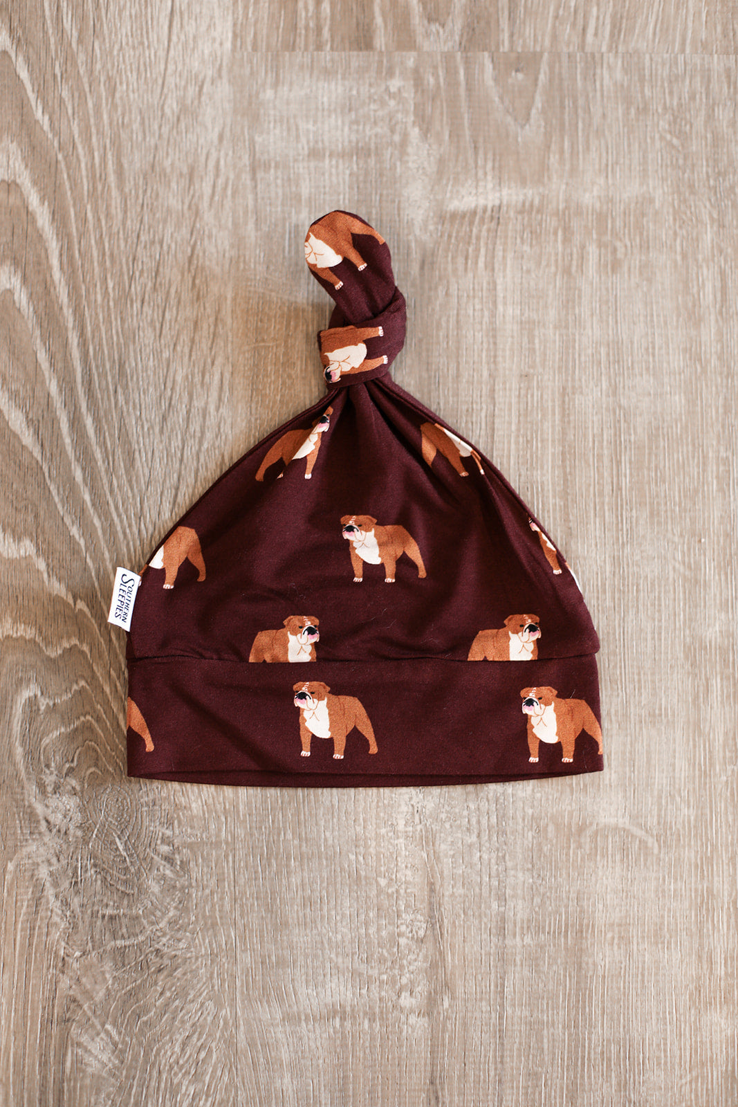 Maroon Bulldog Bamboo Knotted Hat