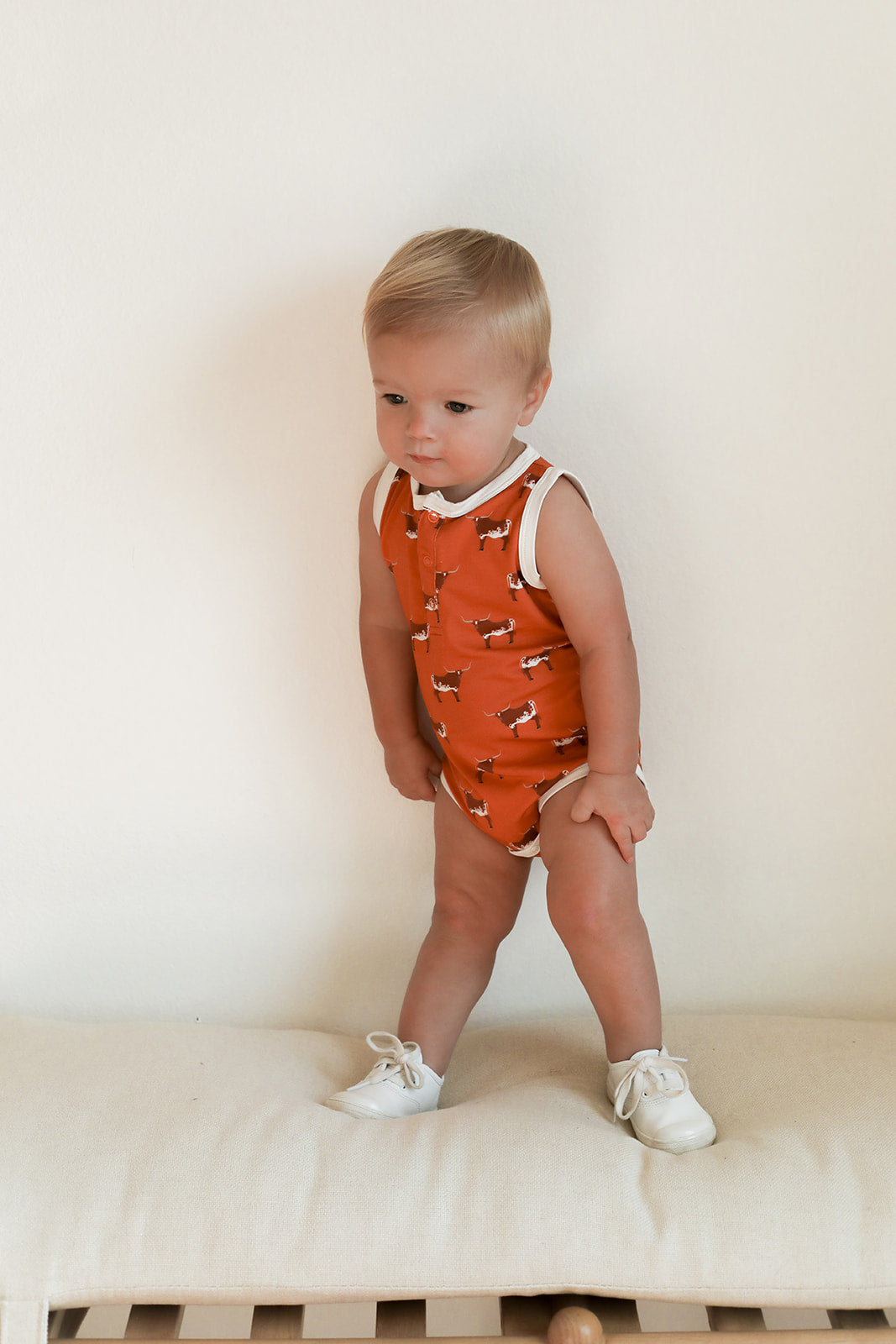 Longhorn Bamboo Henley Onesie with Snaps