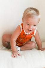 Load image into Gallery viewer, Longhorn Bamboo Henley Onesie with Snaps
