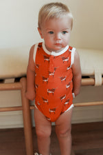 Load image into Gallery viewer, Longhorn Bamboo Henley Onesie with Snaps
