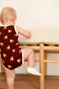 Maroon Bulldog Bamboo Henley Onesie with Snaps