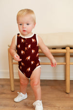 Load image into Gallery viewer, Maroon Bulldog Bamboo Henley Onesie with Snaps
