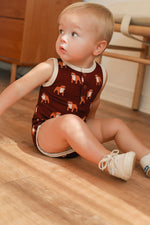 Load image into Gallery viewer, Maroon Bulldog Bamboo Henley Onesie with Snaps
