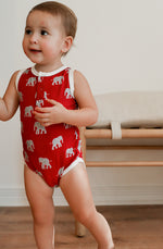 Load image into Gallery viewer, Elephant Bamboo Henley Onesie with Snaps
