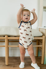 Load image into Gallery viewer, Navy Tiger Bamboo Henley Onesie with Snaps
