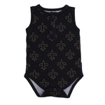 Load image into Gallery viewer, Fleur de lis Bamboo Henley Onesie with Snaps
