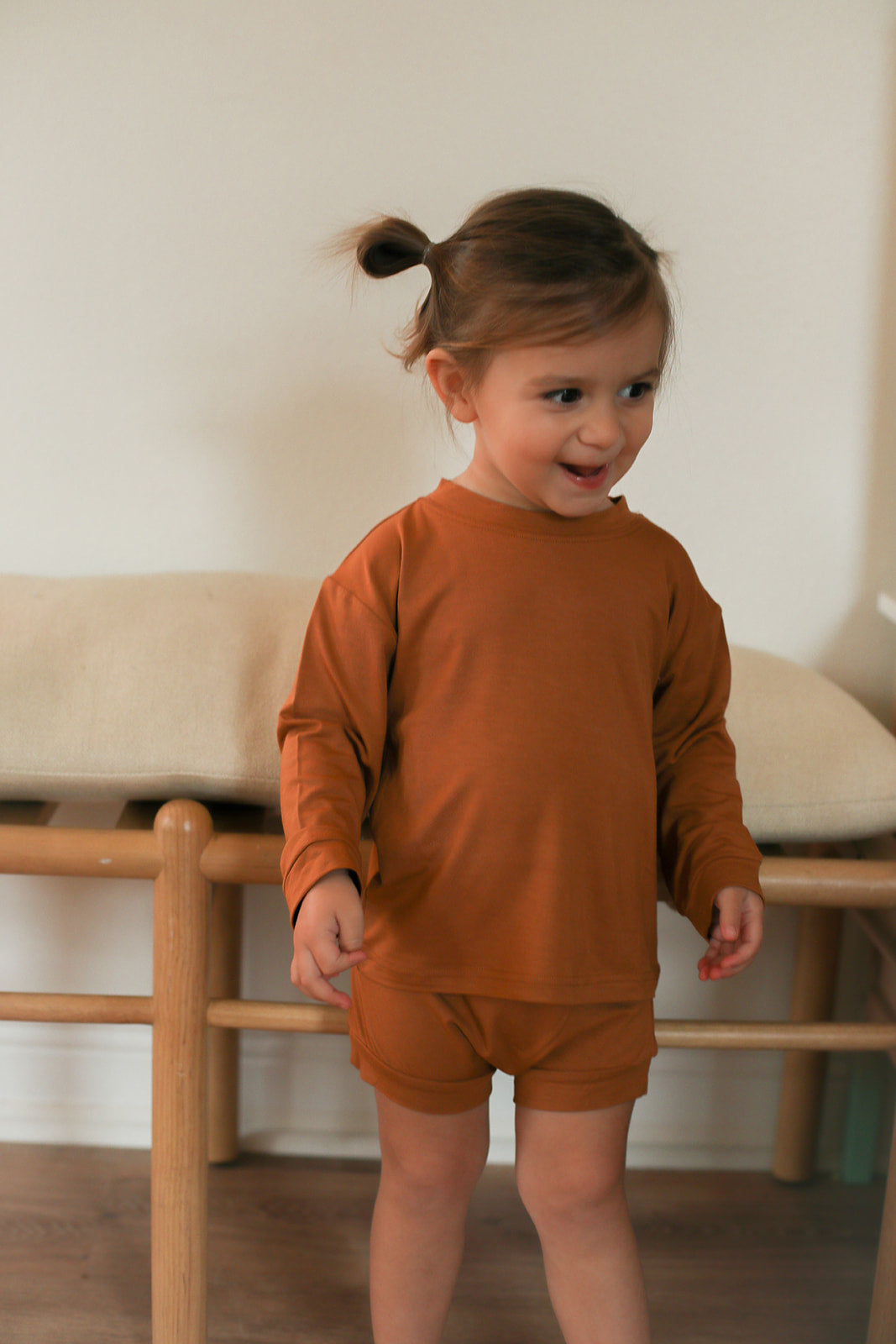 Pecan Solid Bamboo Lounge Set - Top &amp; Bottom