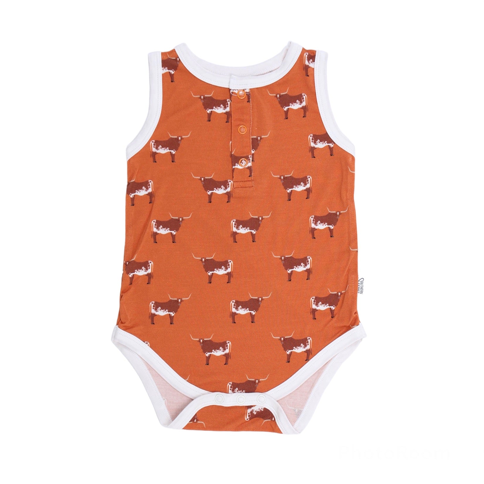 Longhorn Bamboo Henley Onesie with Snaps