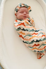 Load image into Gallery viewer, Mountain Print Bamboo Swaddle Blanket
