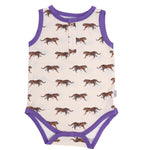 Load image into Gallery viewer, Purple Tiger Bamboo Henley Onesie with Snaps
